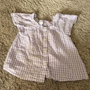 Zara Purple Gingham Button-Up Top